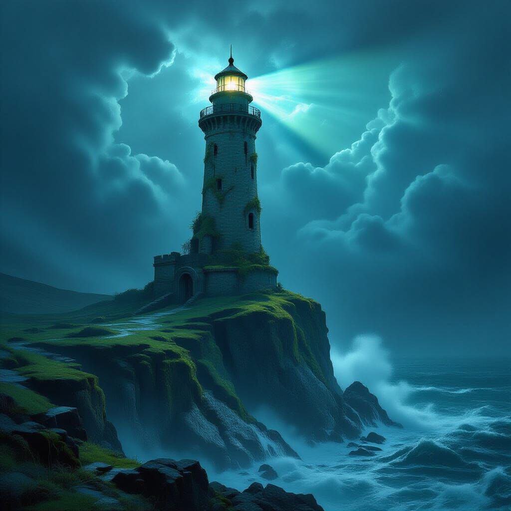 Ancient Lighthouse in Cosmic Horror Style