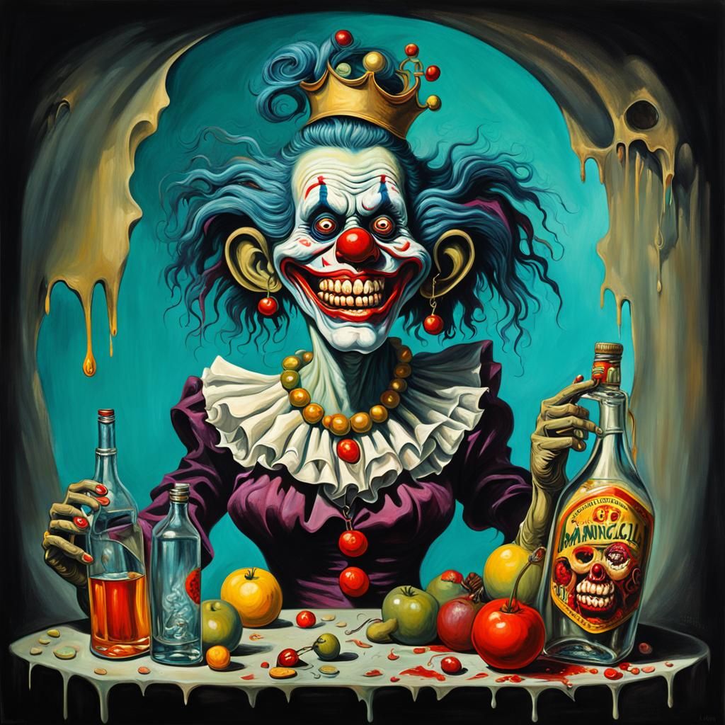 Surreal Zombie Clown Woman in Dali Style