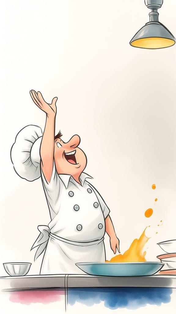 Chef Prepares Breakfast with Pancakes and Syrup