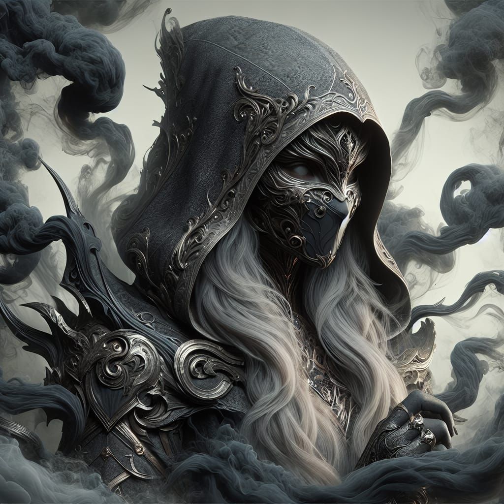 Mysterious Assassin in Dark Cloak: Fantasy Concept Art