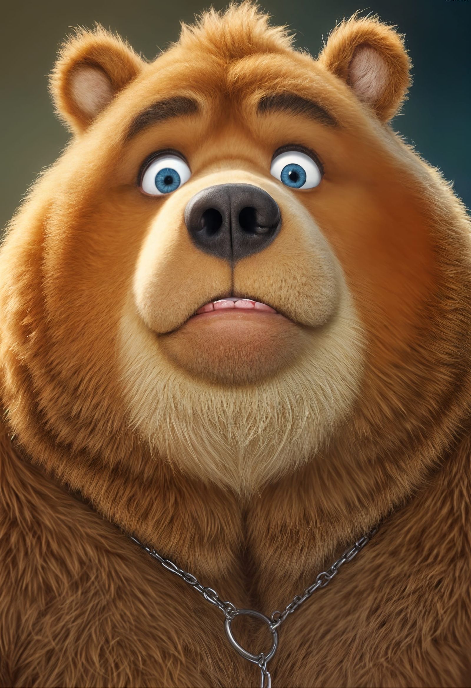 Friendly Obese Bear Portrait with Blond Beard