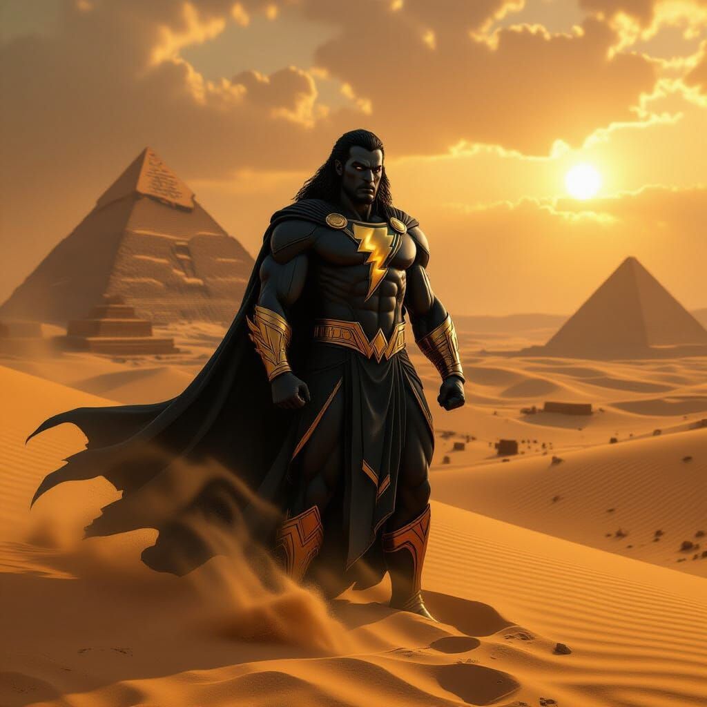 Black Adam in Epic Egyptian Fantasy Style