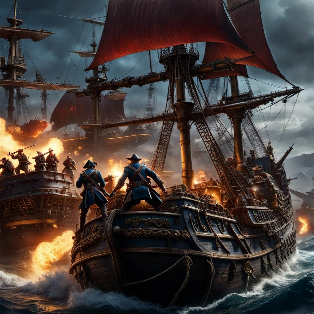 Barbary Pirates and the United States Marine Corps fighting