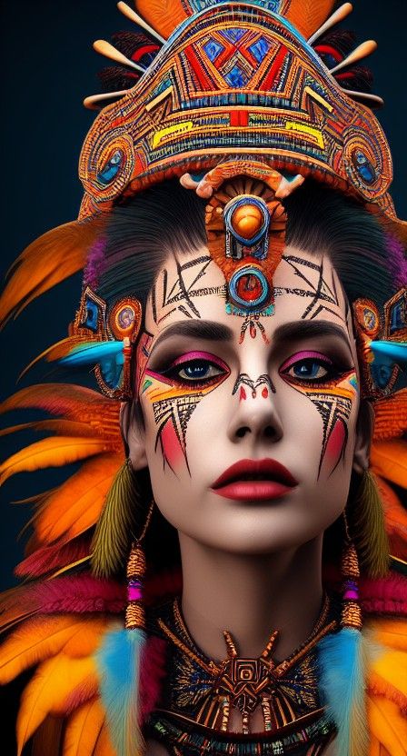 Aztec Priestess Portrait in Detailed Digital Art