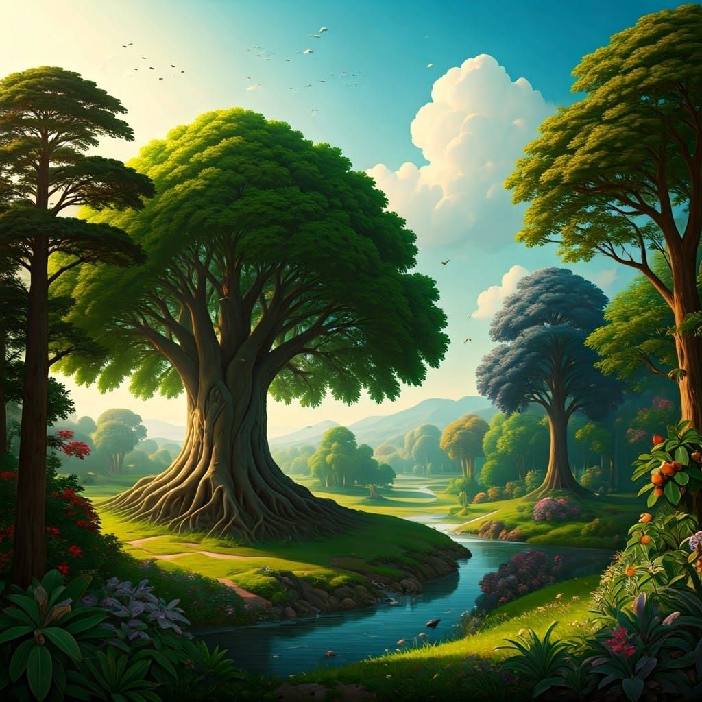 Lush Garden of Eden Landscape