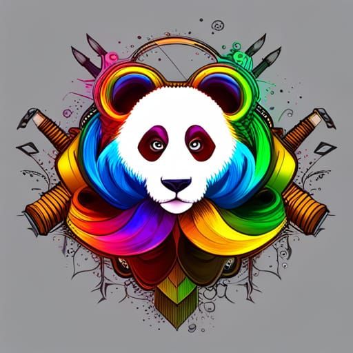steampunk panda graffiti drawing painting