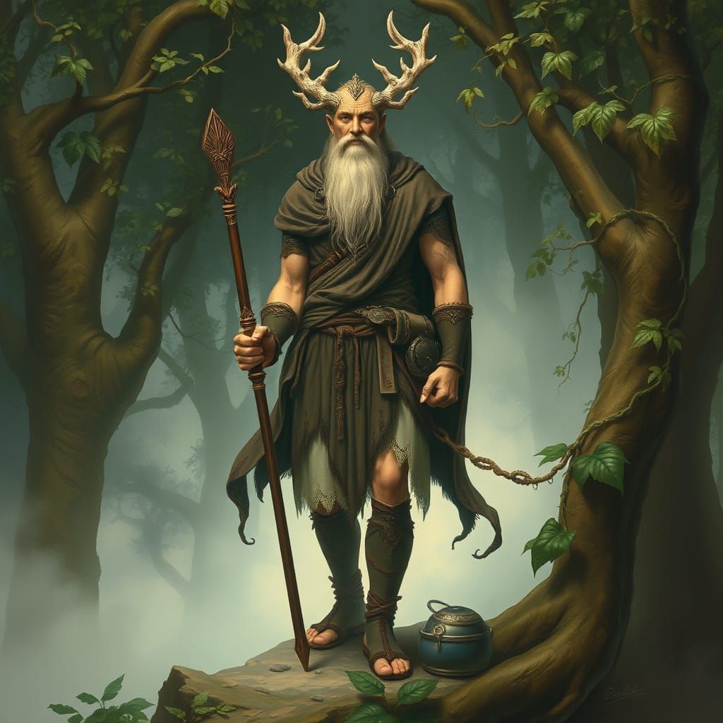 Ukko: Ancient Finnish God in Mystical Forest