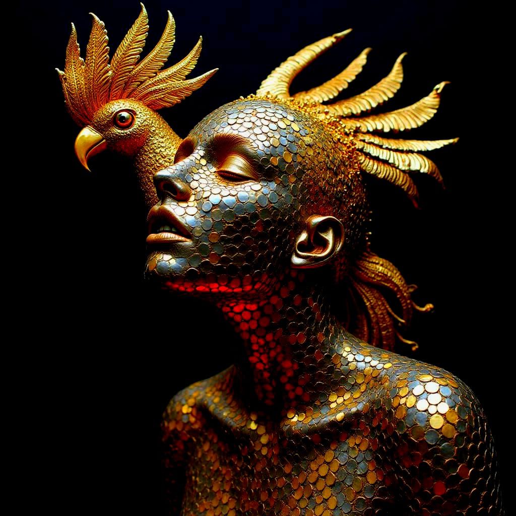 Cockatoo Woman Portrait in Hyperrealism Style