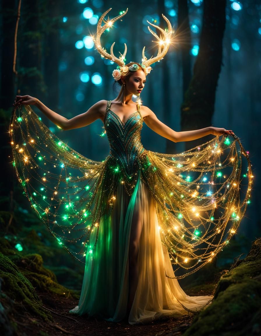 Divine Forest Elf Dancer with Antlers