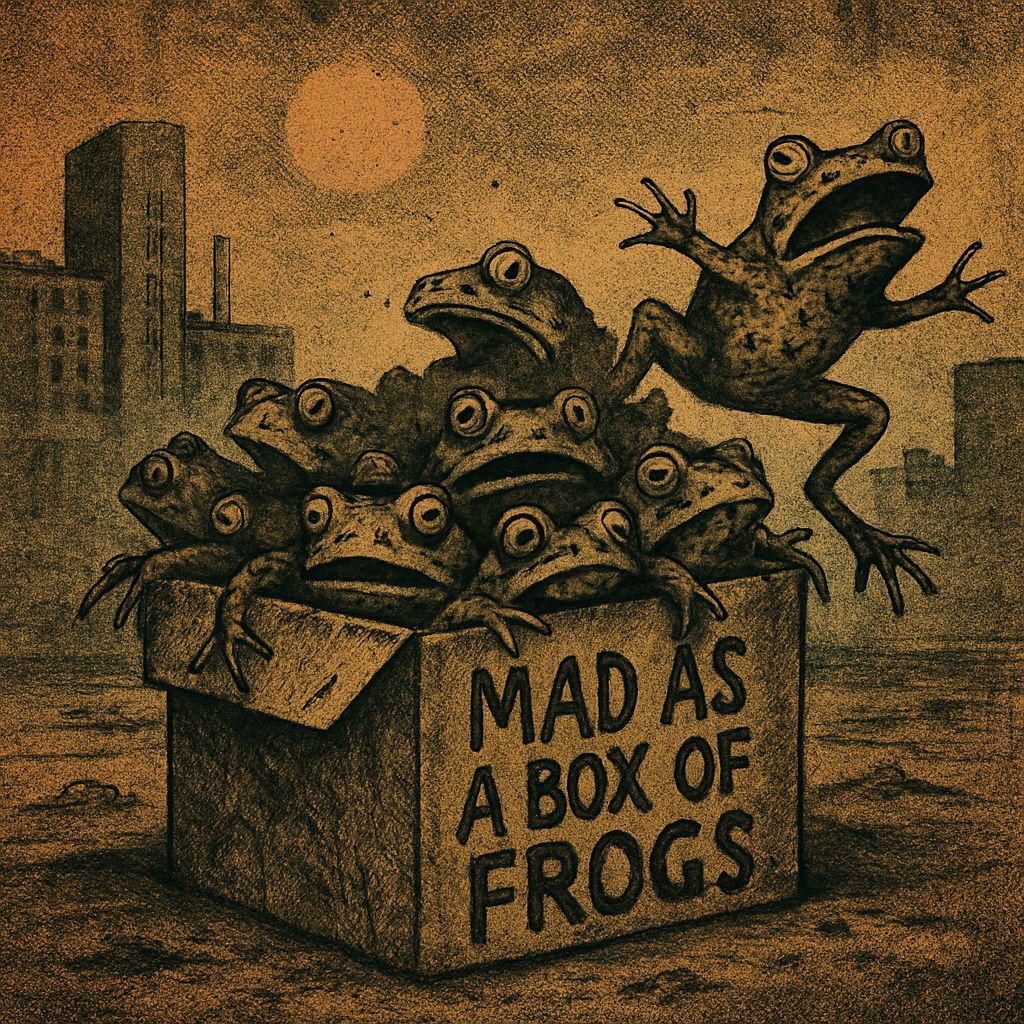 Surreal Frogs in Dystopian Sci-Fi, Dark Hues