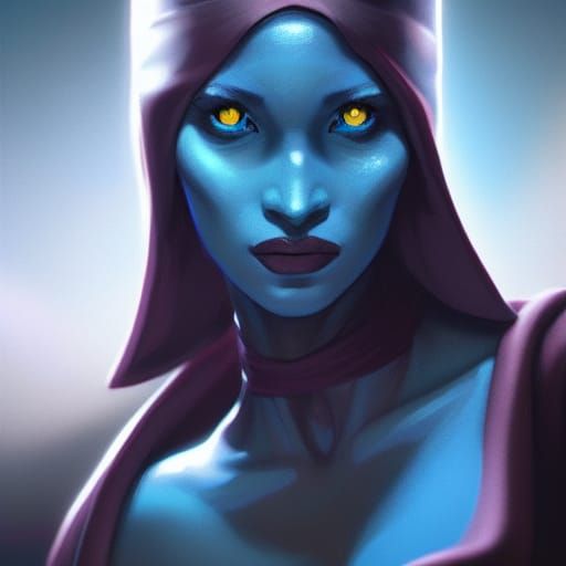 Striking Portrait of a Blue Twi'lek Female