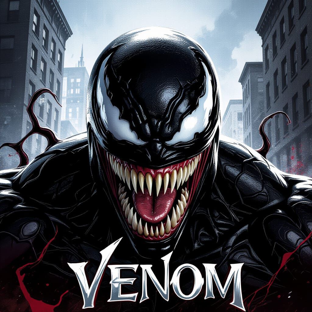 Venom Movie Poster Art in Dark Crimson and Black