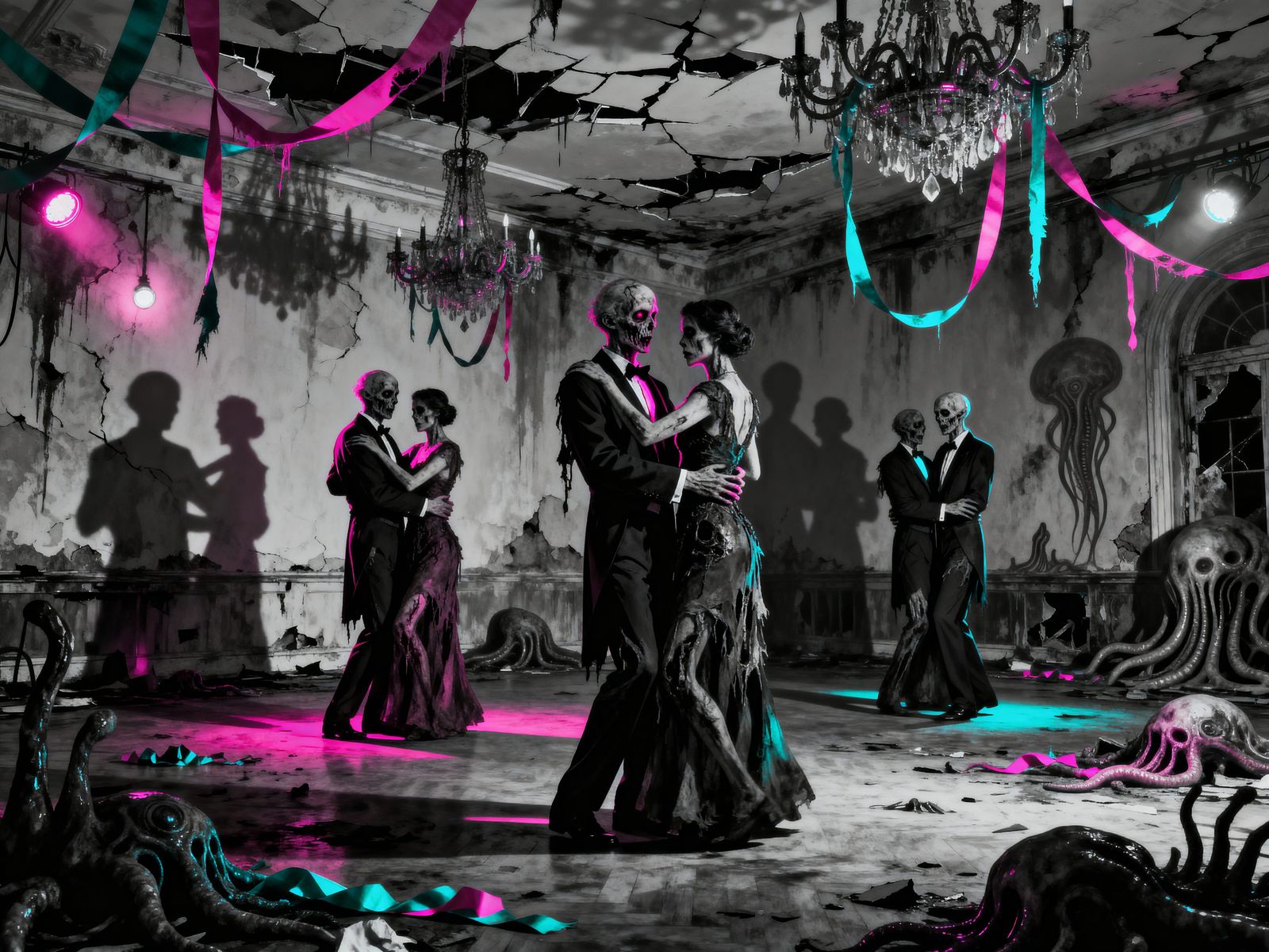 Gothic Zombie Prom in Post-Apocalyptic Ruin
