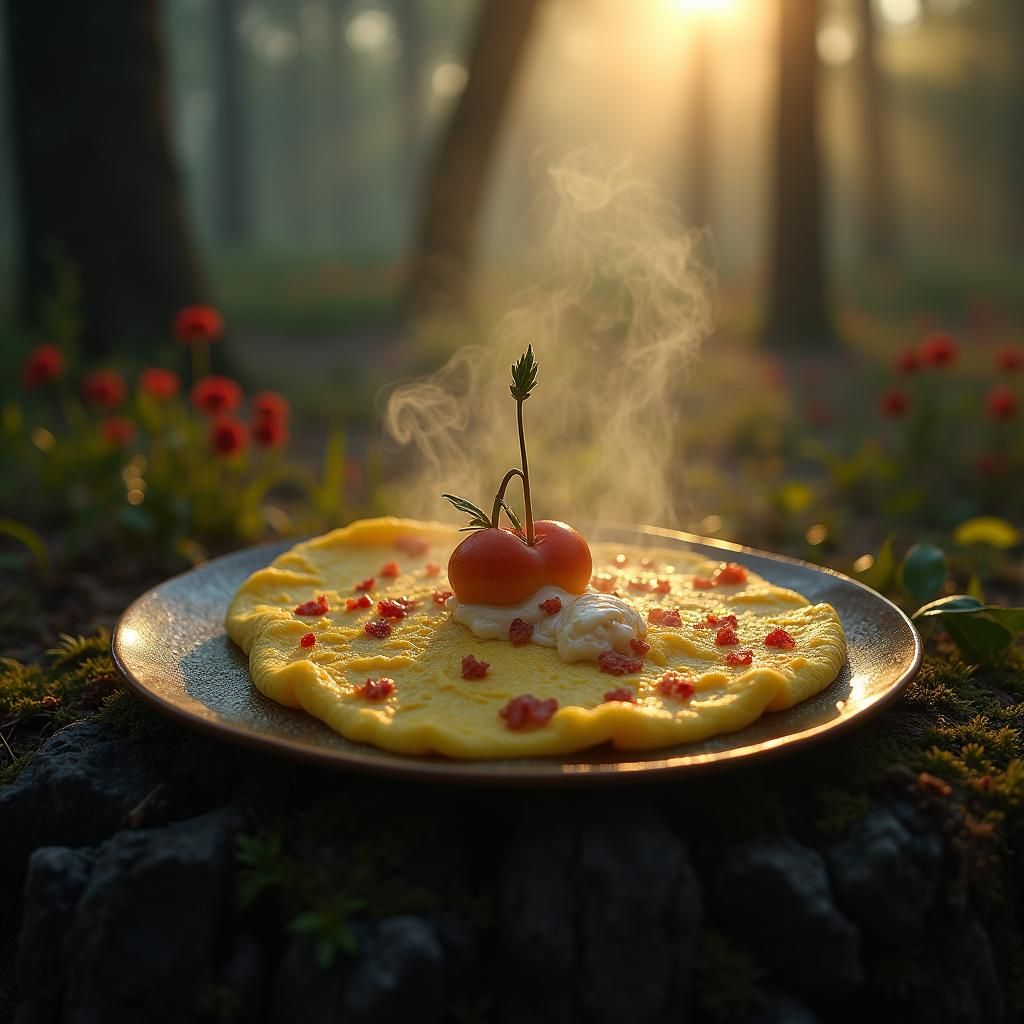 Enchanted Omelette with Stracciatella in Forest Glade
