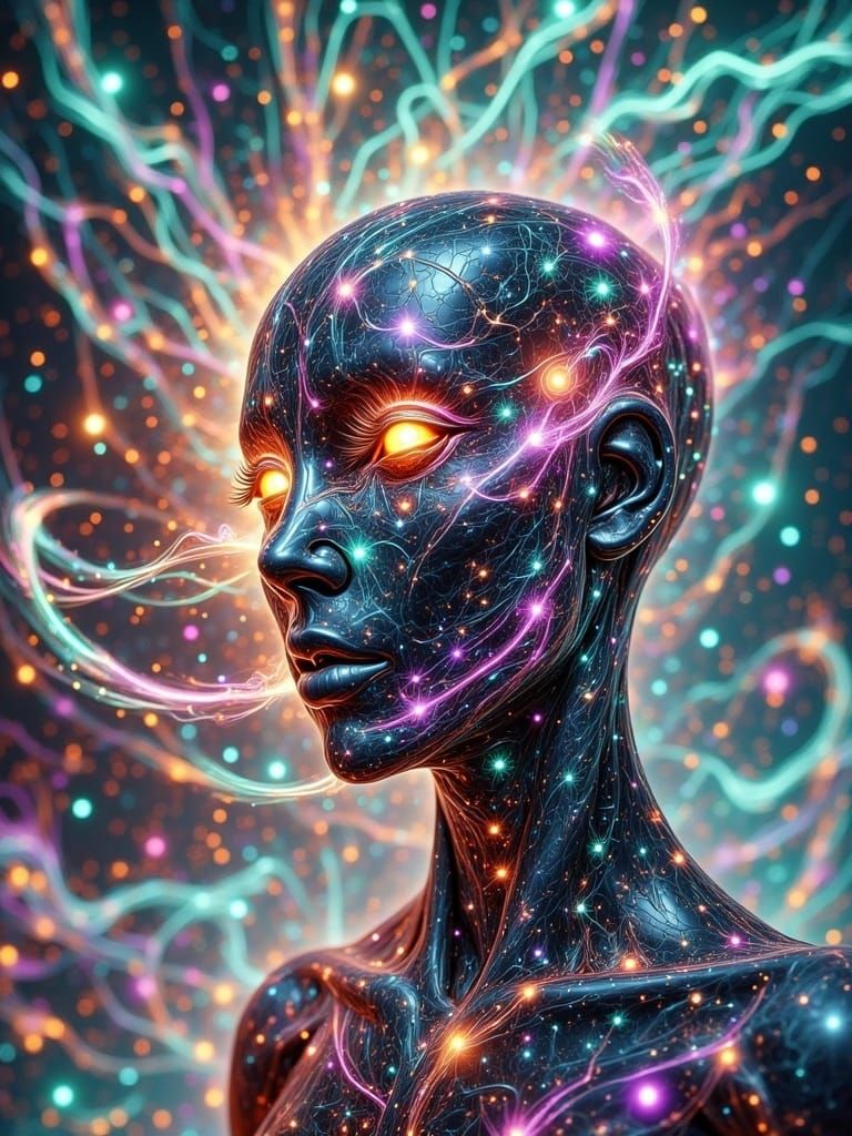 Surreal Futuristic Digital Artwork of Melting AI