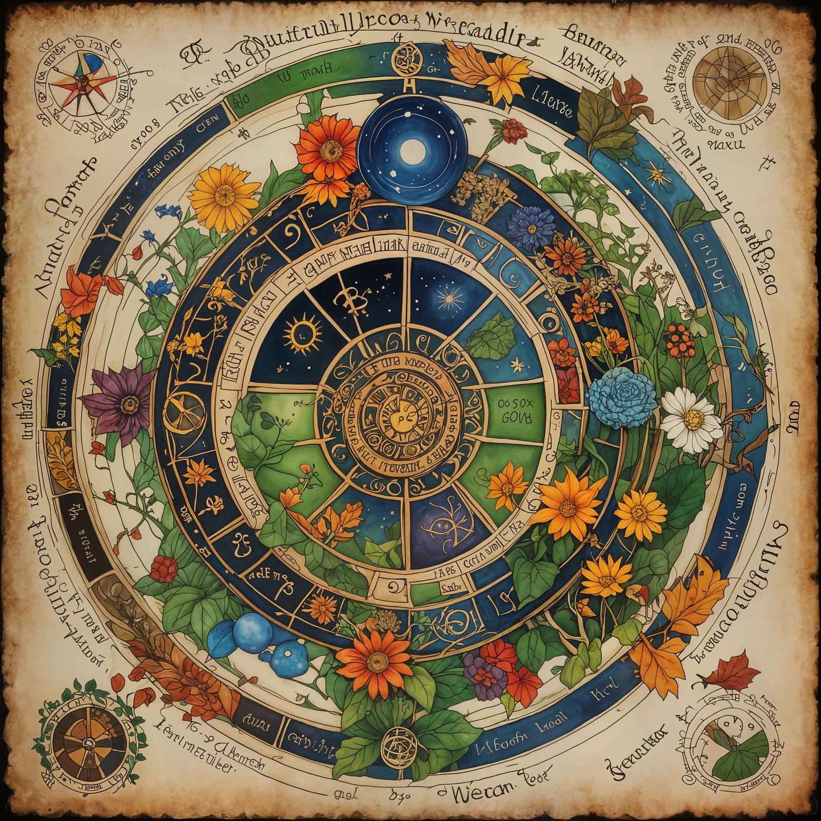 Whimsical Wiccan Wheel of The Year Art