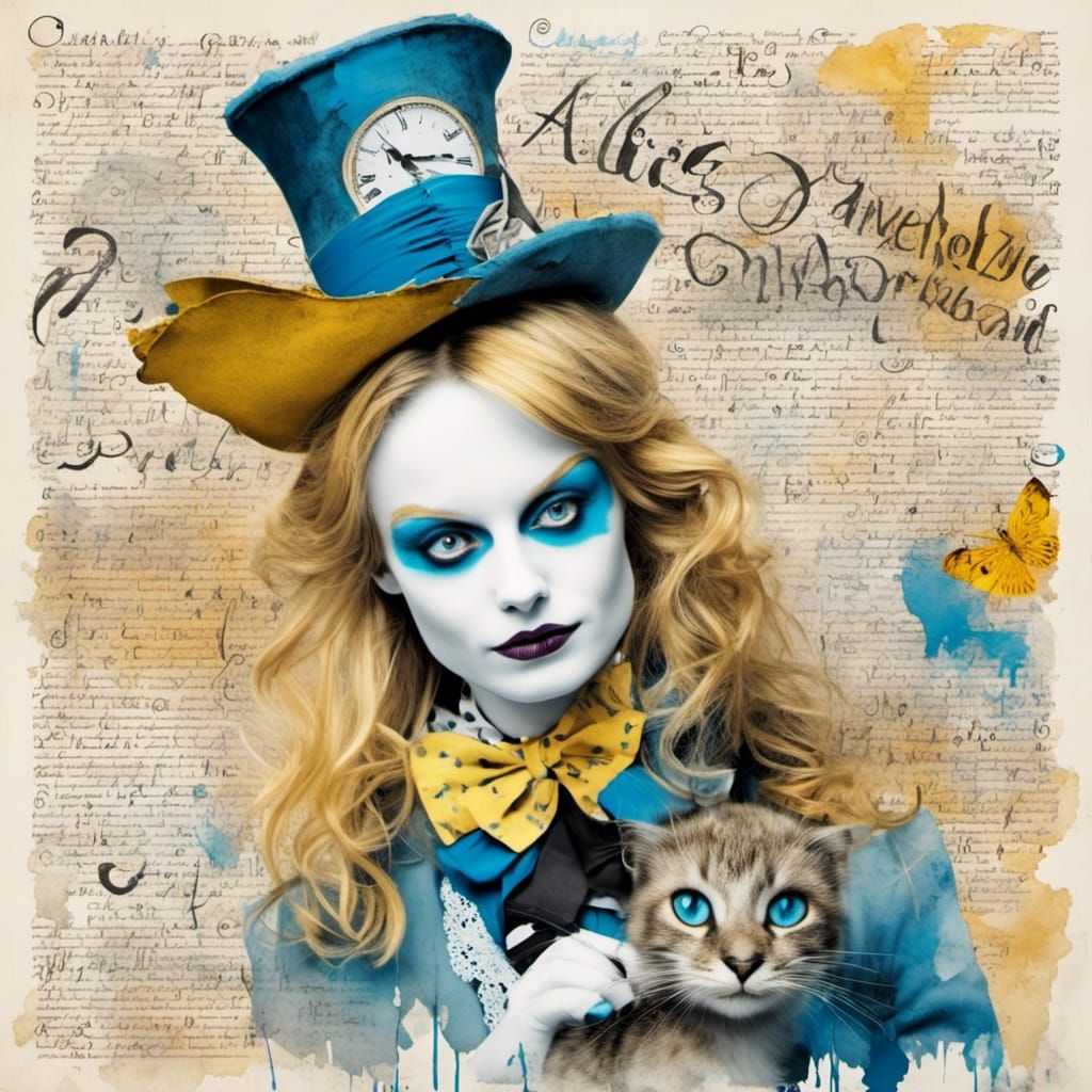 Alice in Wonderland Movie Poster with Double Exposure