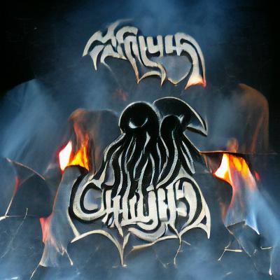 Cthulhu Black Metal Band Logo in Flames