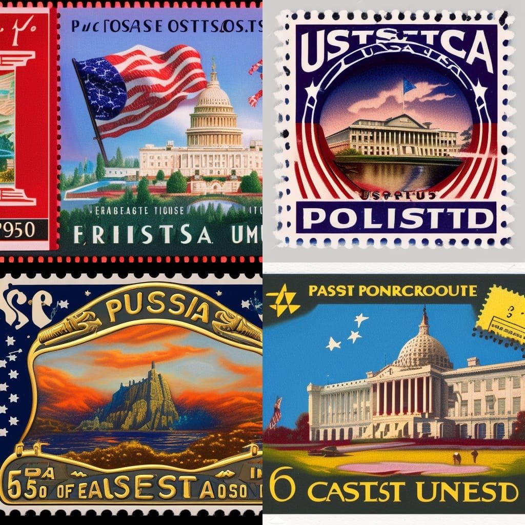 1950s US Postage Stamp: Detailed Matte Painting