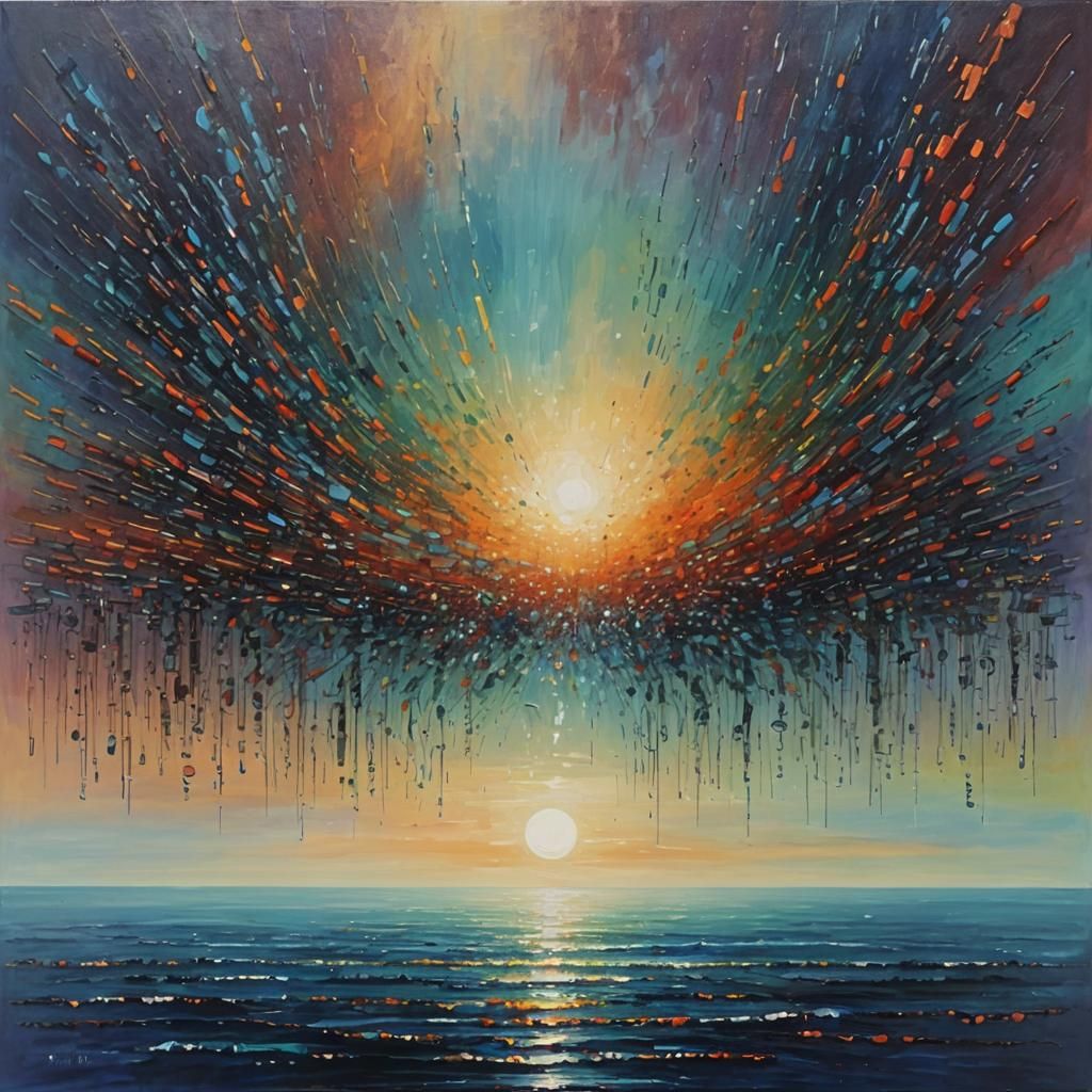 Binary Code Dream: Lyrical Abstraction Seascape