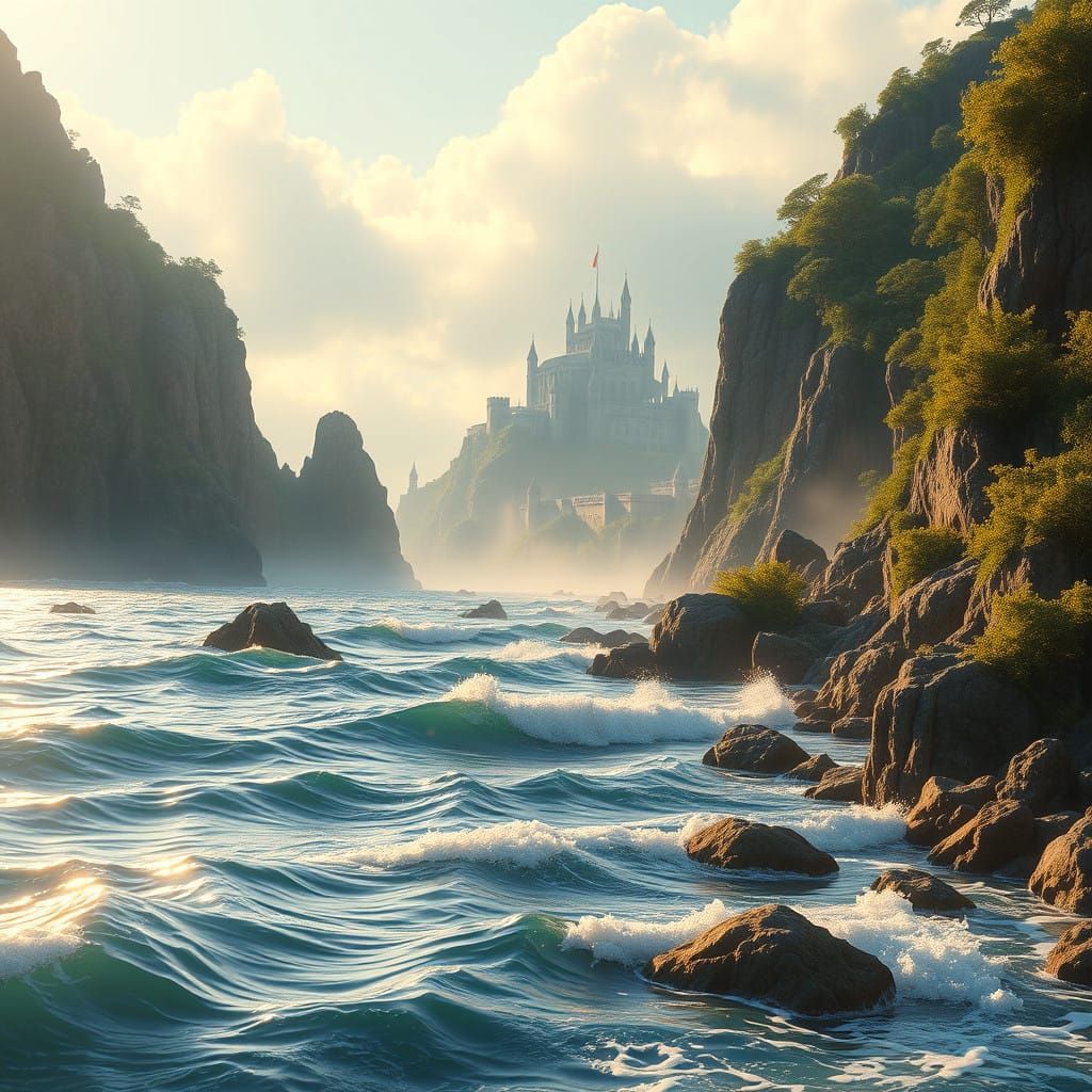 Ethereal Seaside Fantasy, 8K Matte Painting, Epic Landscape