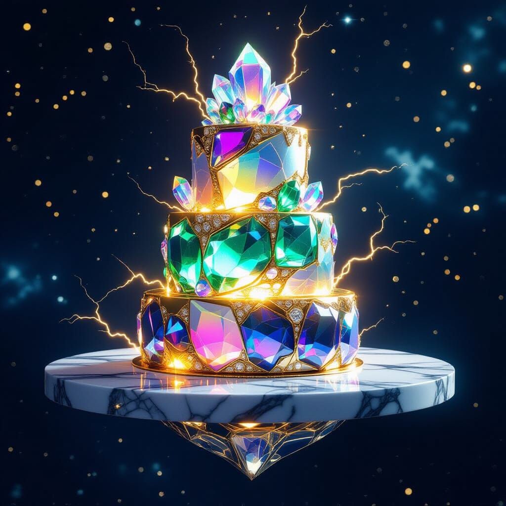 Surreal Gemstone Wedding Cake in Space
