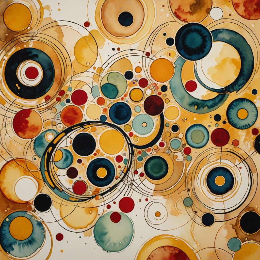 Kandinsky Inspired Abstract Watercolor with Sacred Geometry