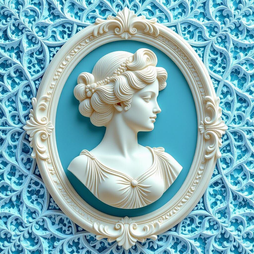 Gibson Girl Ivory Cameo with Baroque Fractal