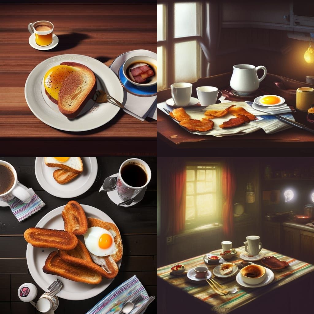 Hyperdetailed American Breakfast Still Life
