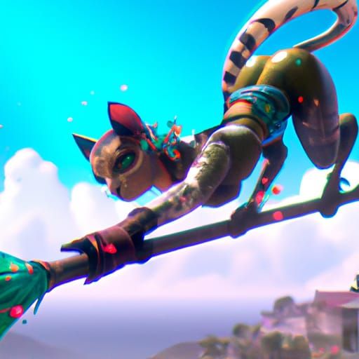 Cat Woman and Magic Missile in Detailed Painting