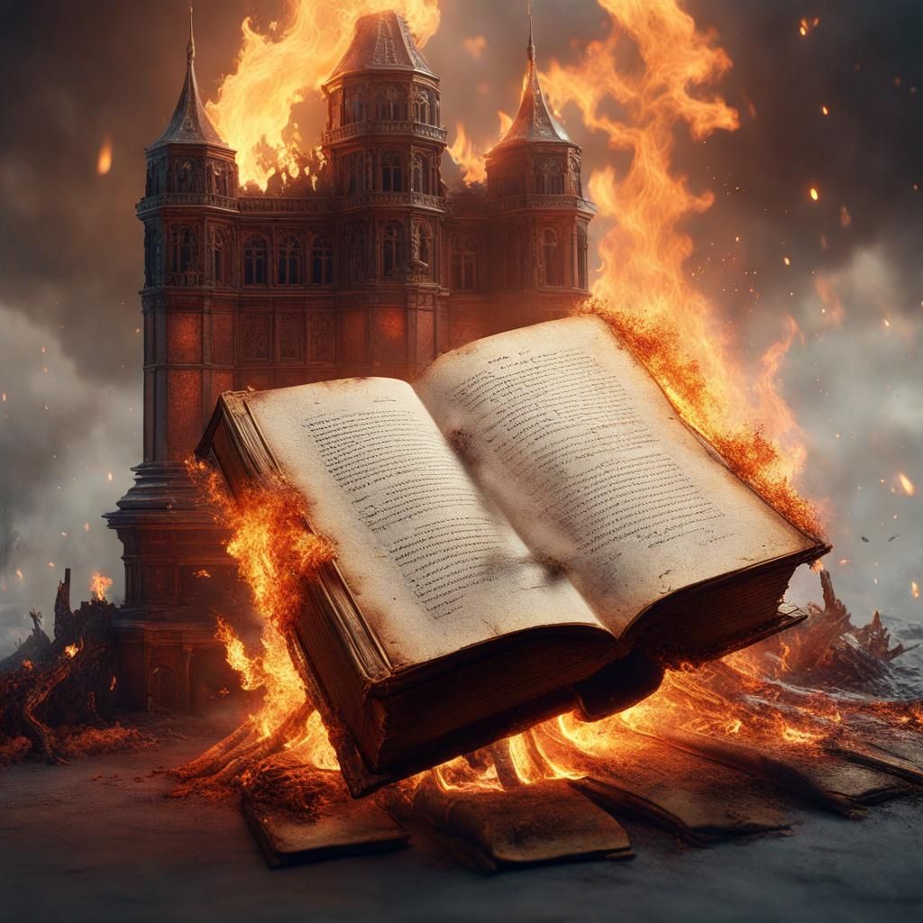 Burning Old Book: Detailed Matte Painting