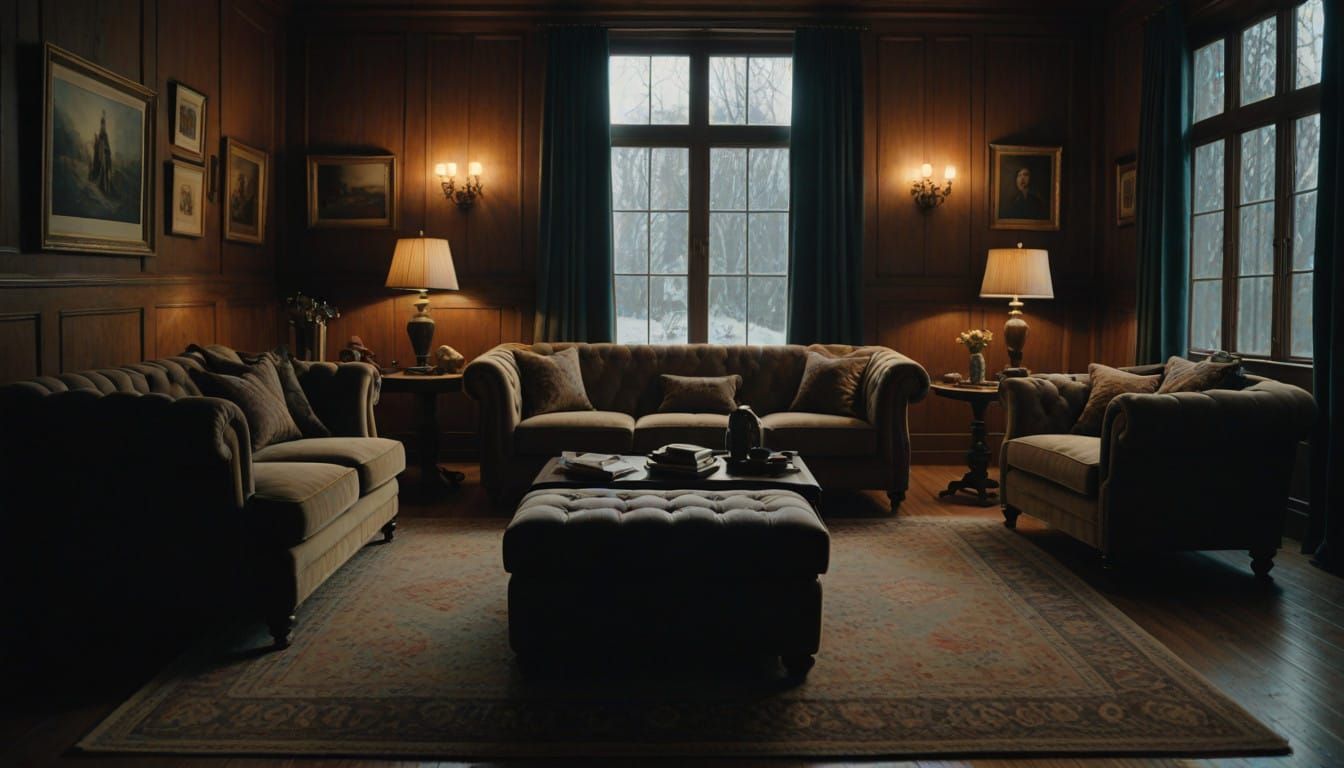 Warm Luxury Lodge Interior in Cinematic Style