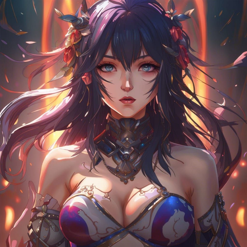 Anime Girls in Bikinis: Detailed Digital Art