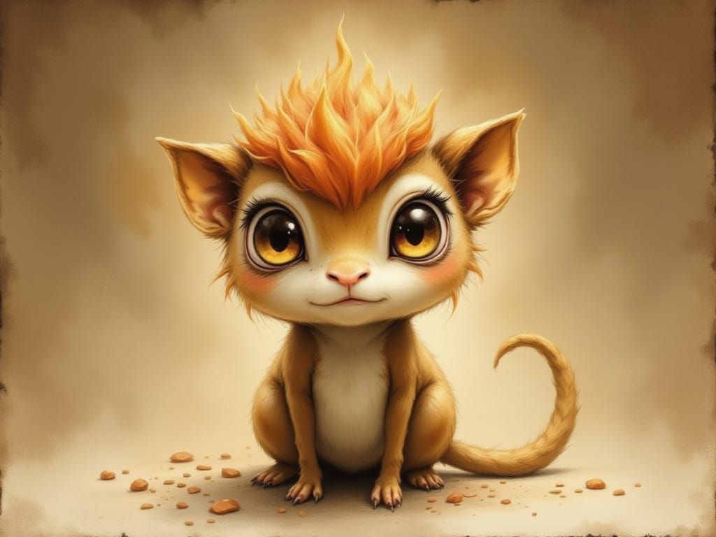 Adorable Caffeine Creature in Whimsical Storybook Style