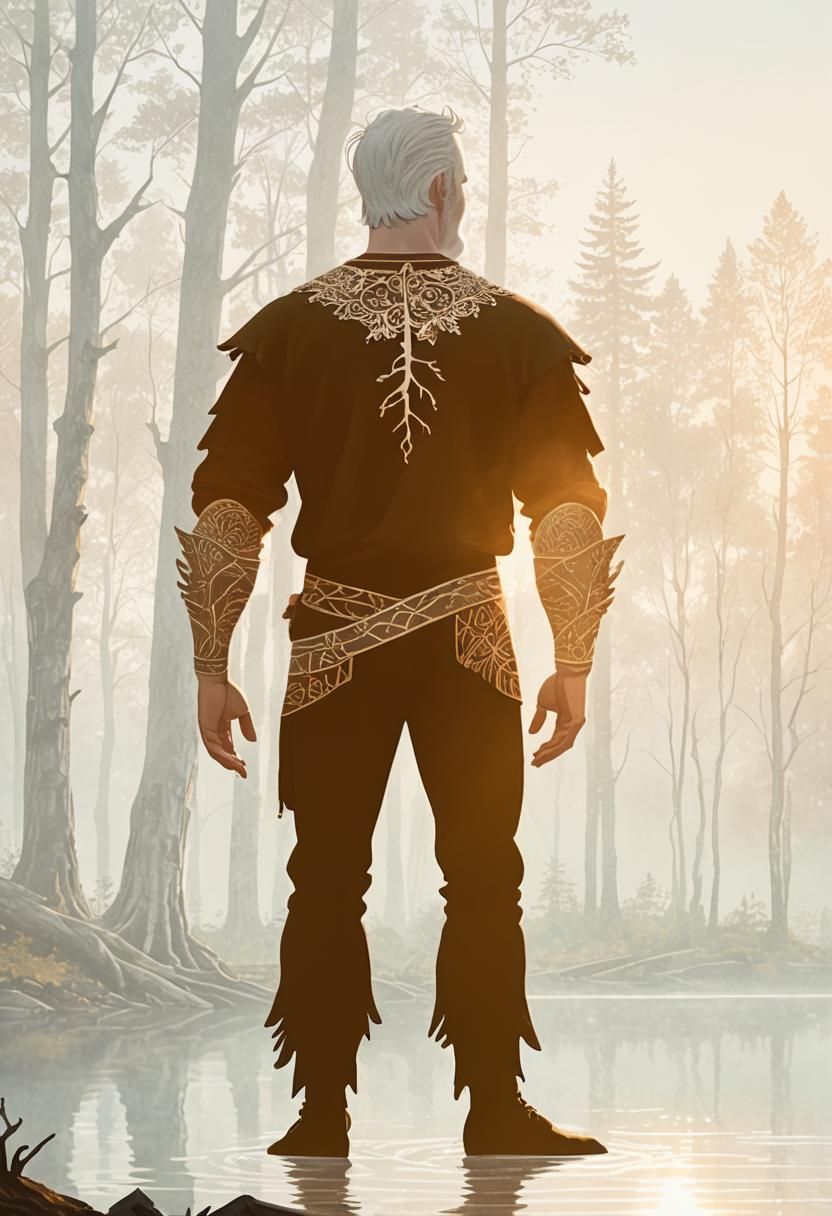 Giant Overlooking Mystical Lake at Sunset