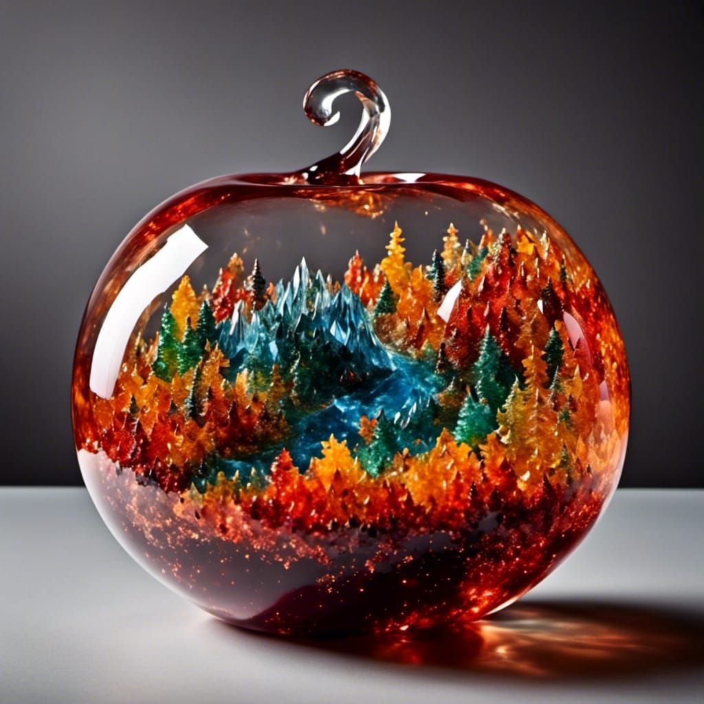 Mystical World Inside Crystal Glass Pumpkin