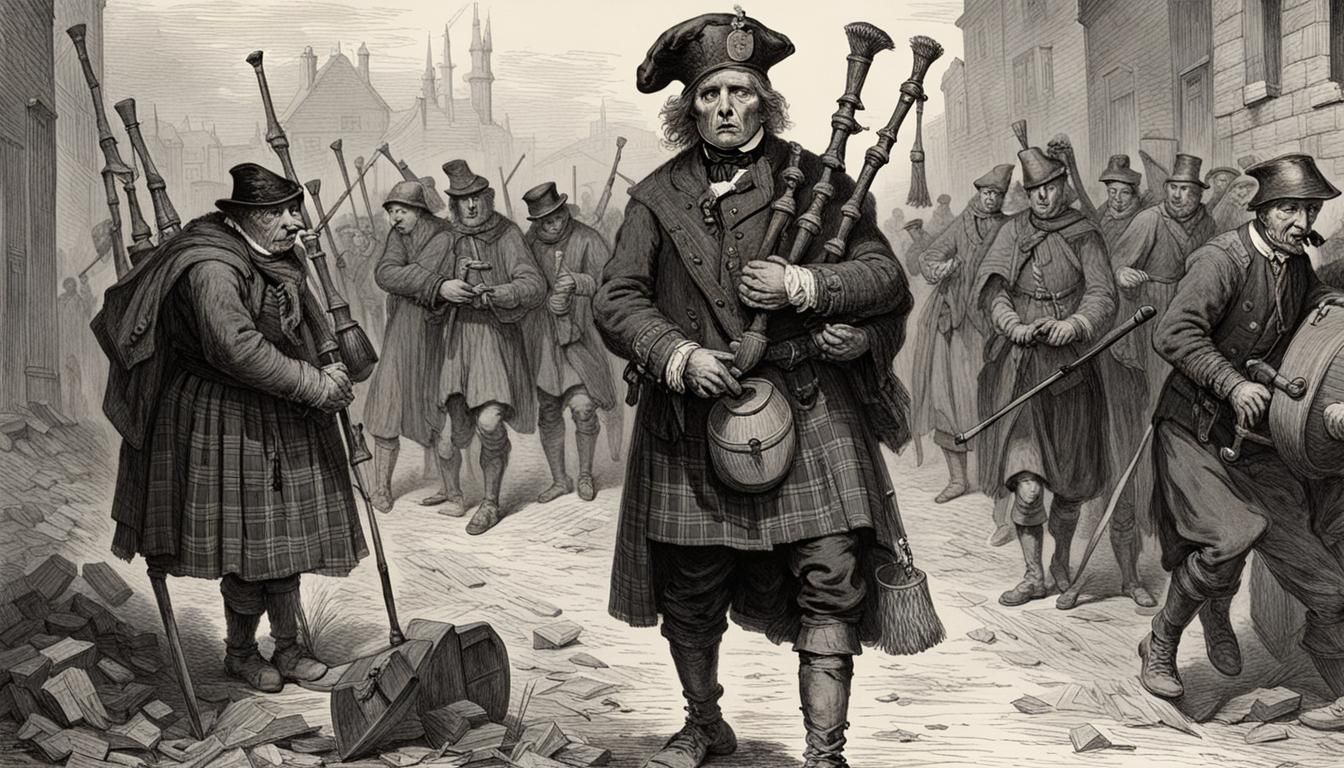 Nightwatch Bagpipes Player in Doré Horror Style