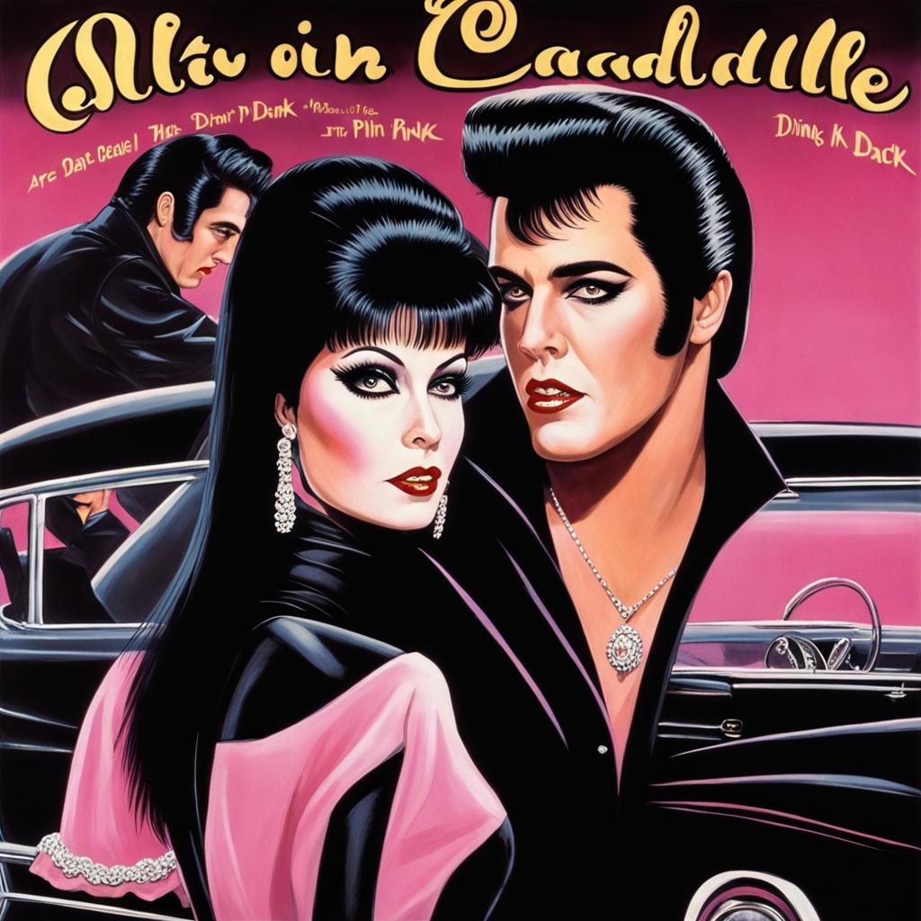 Elvira and Elvis on a Date in Gothic Art Style