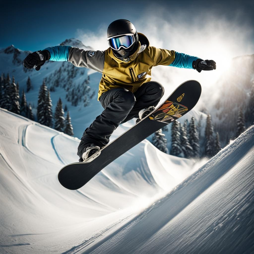 Snowboarder Competition: Hyperrealistic Half-Pipe Tricks