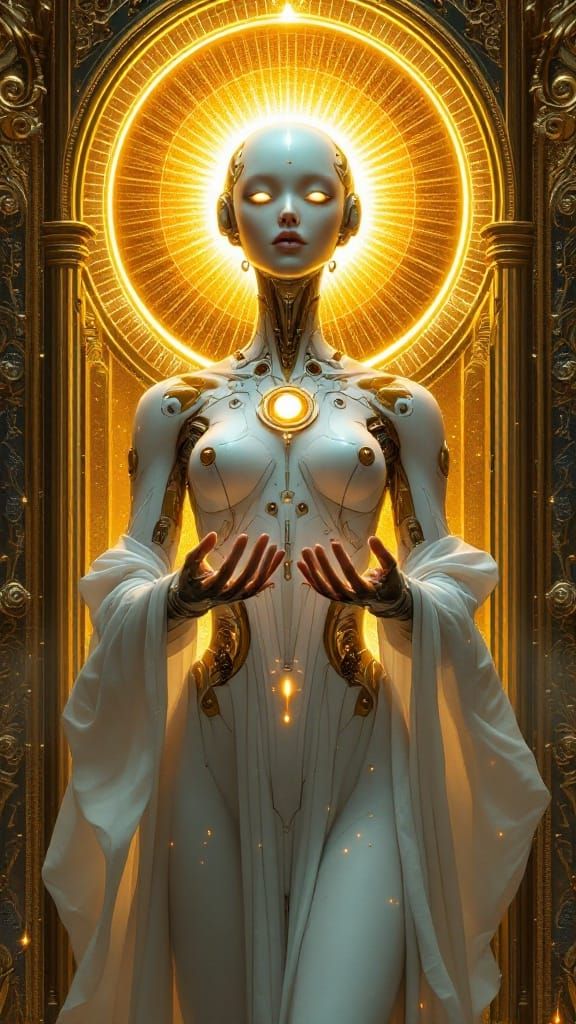 Techno-Divine Goddess with Biomechanical Beauty