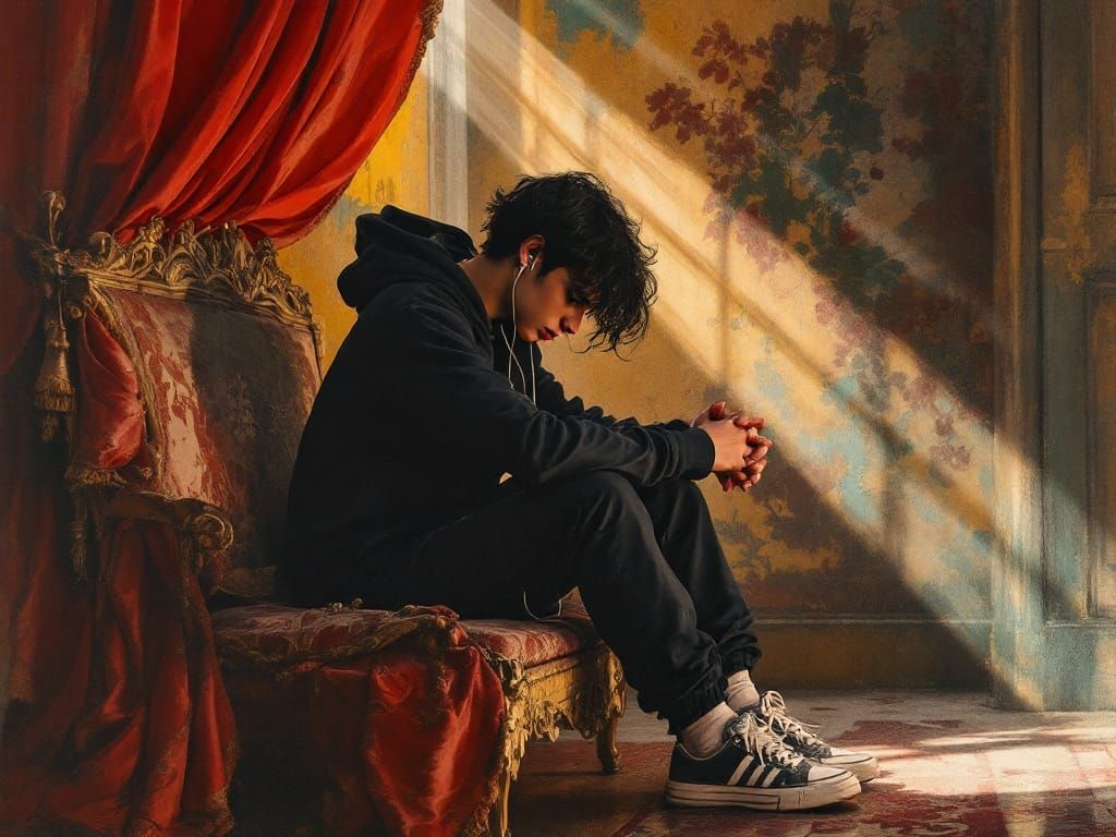 Young Contemplative in Baroque Splendor