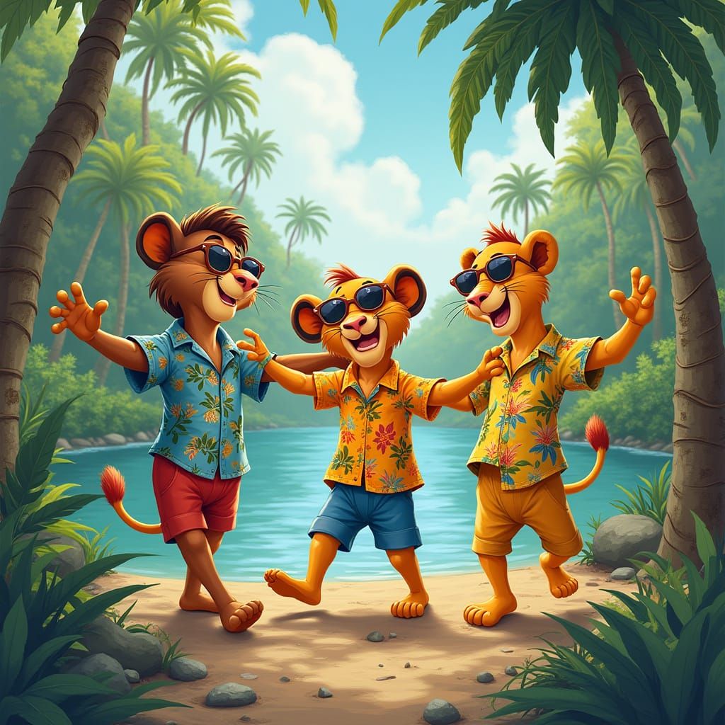 Timon, Pumbaa, and Simba's Jungle Dance