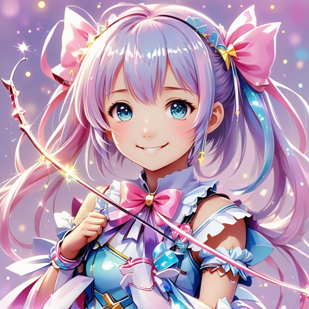 Cute Madoka Magical Girl Portrait in Manga Style