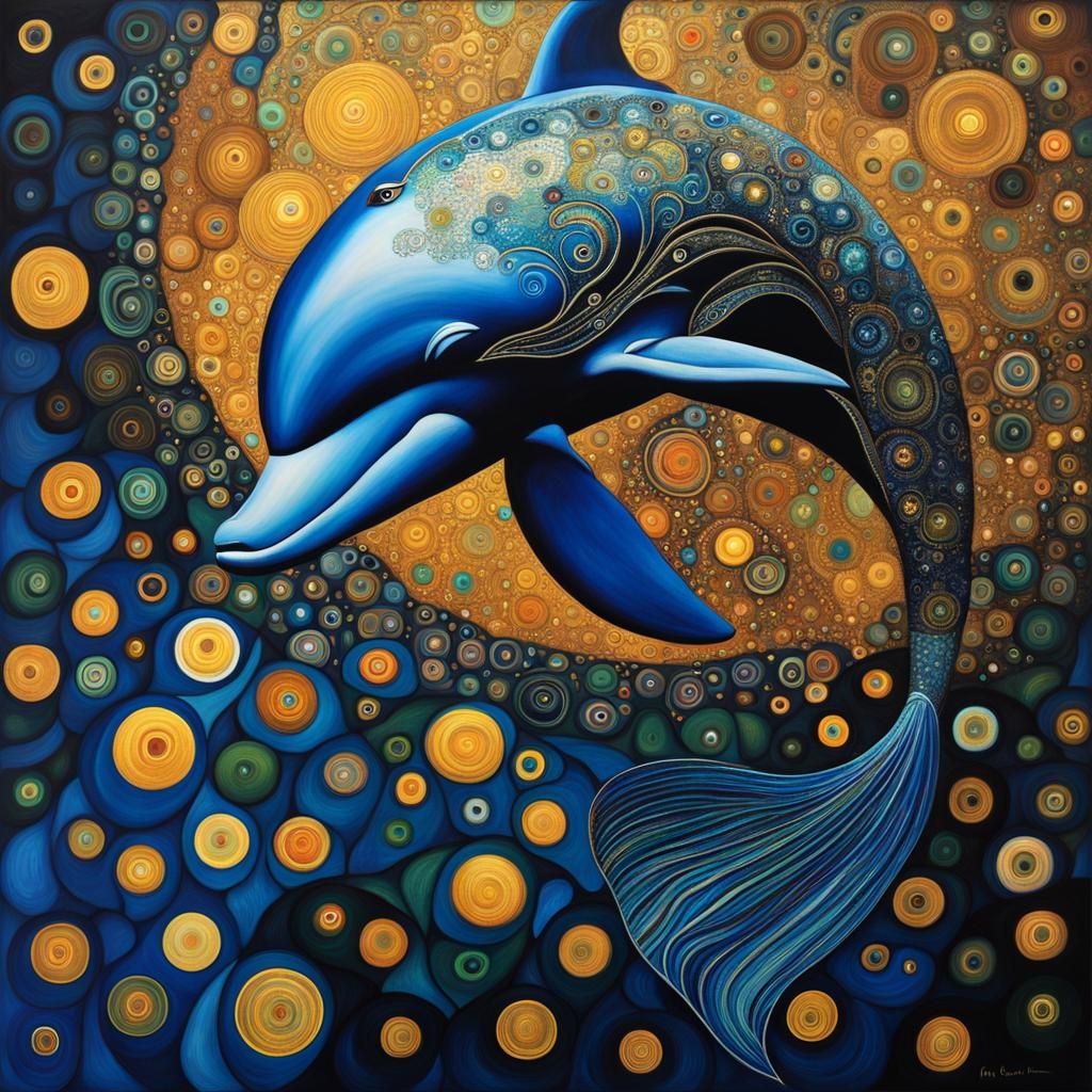 Mystic Dolphin in Oil Painting Style