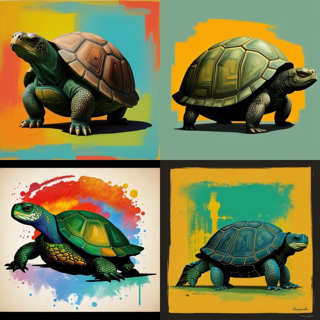 Abstract Tortoise with Complementary Colors