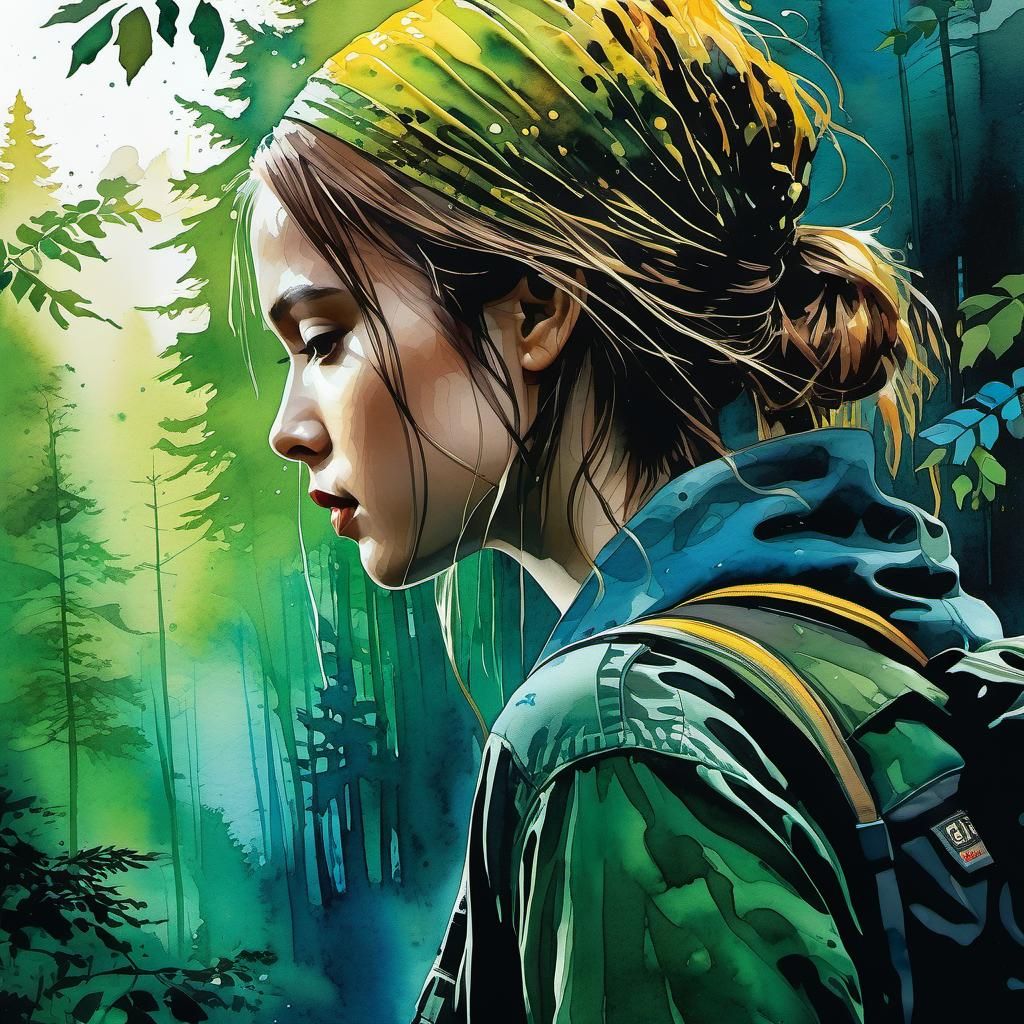 Artists at Work in Noir Watercolor Style