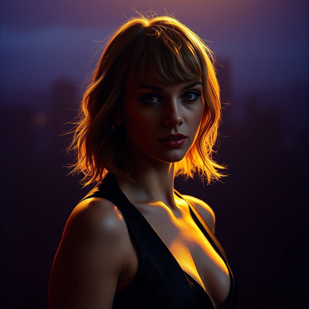 Confident Pop Star in Moody, Cinematic Lighting