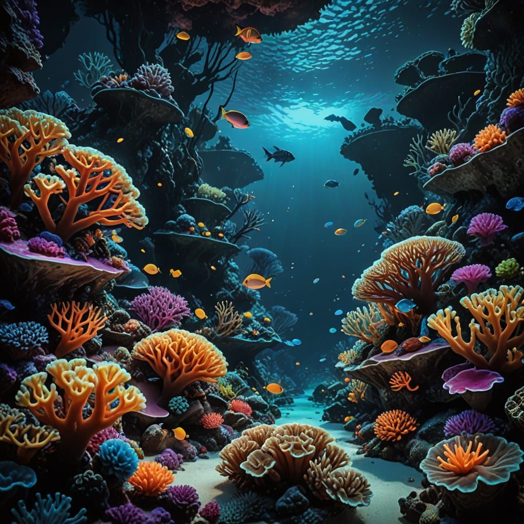 Vibrant Abyssal Coral Reef in Cinematic Style