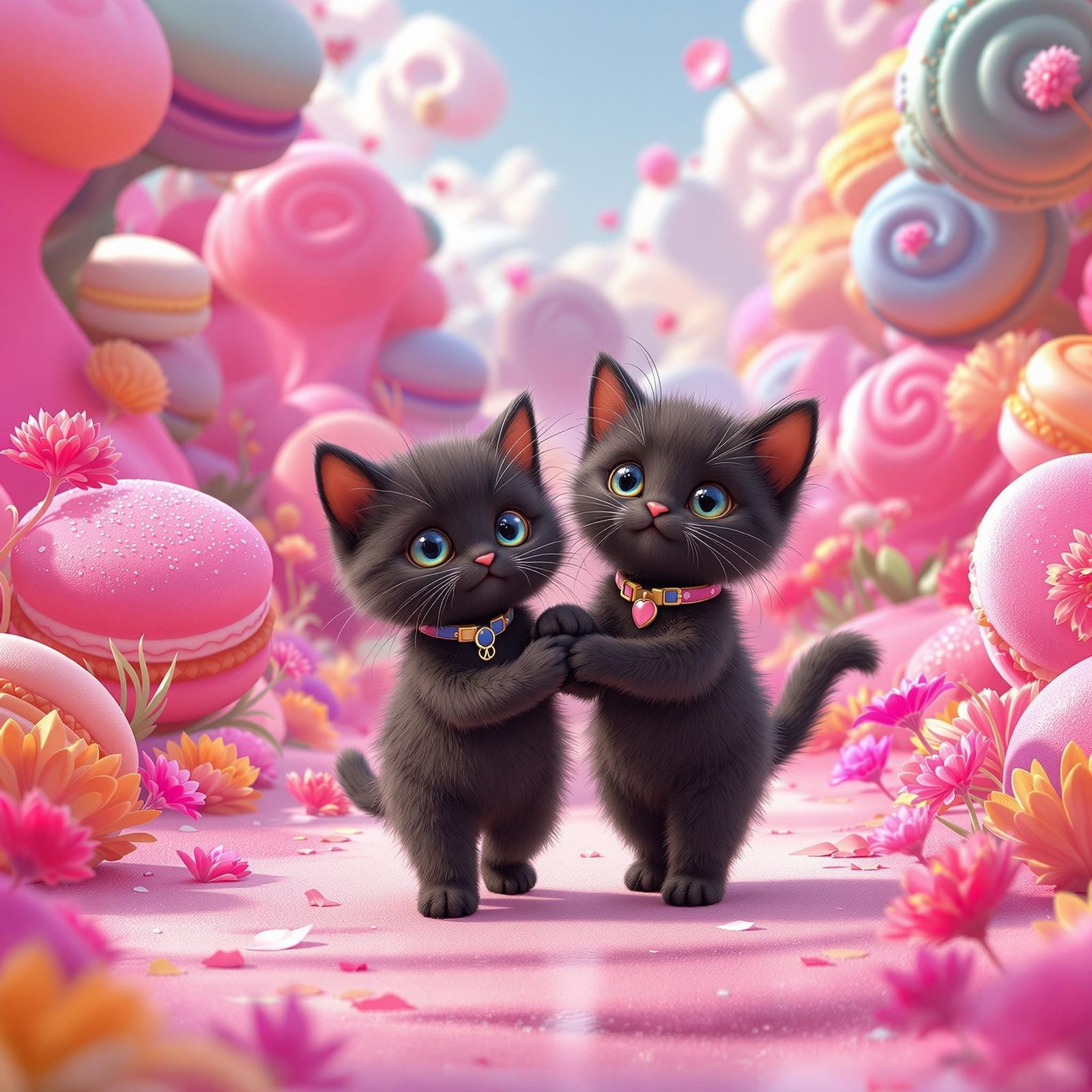 a high detailed, 2 adorable animated whimsical young tiny  b...