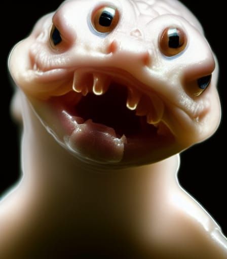 Horrific Blind Cave Salamander: Hyperrealistic Close-Up